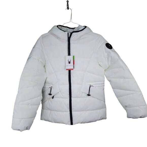 Spyder Womens Size L Puffer Jacker Coat White ProWeb-Wind ThermoWed FlexWeb $199 - Picture 14 of 14